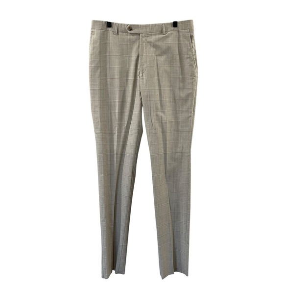 Hart Schaffner Marx Suit Mens 40 Reg New York Fit Cream/Beige Windowpane $795 - Picture 6 of 16